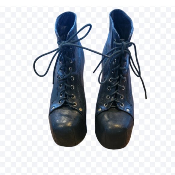 Jeffrey Campbell Lita Handmade Havana Last Black Leather Platform Bootie - Picture 4 of 15